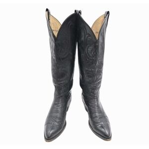 Larry Mahan Boots Women's 6 N 15" Tall Black Leather Western Cowgirl Vintage